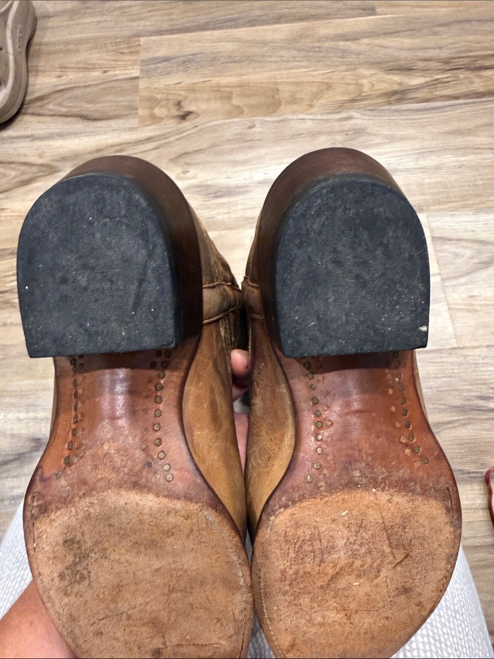 Lucchese Women's Brown Leather Cowboy Boots with Red Shaft - Picture 8 of 14